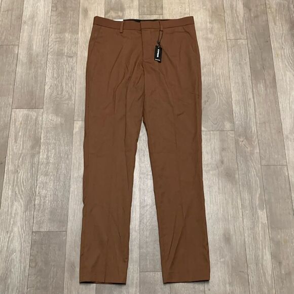 Mens NWT Express‎ Extra Slim Casual Dress Brown Work Business Pants - Picture 1 of 8